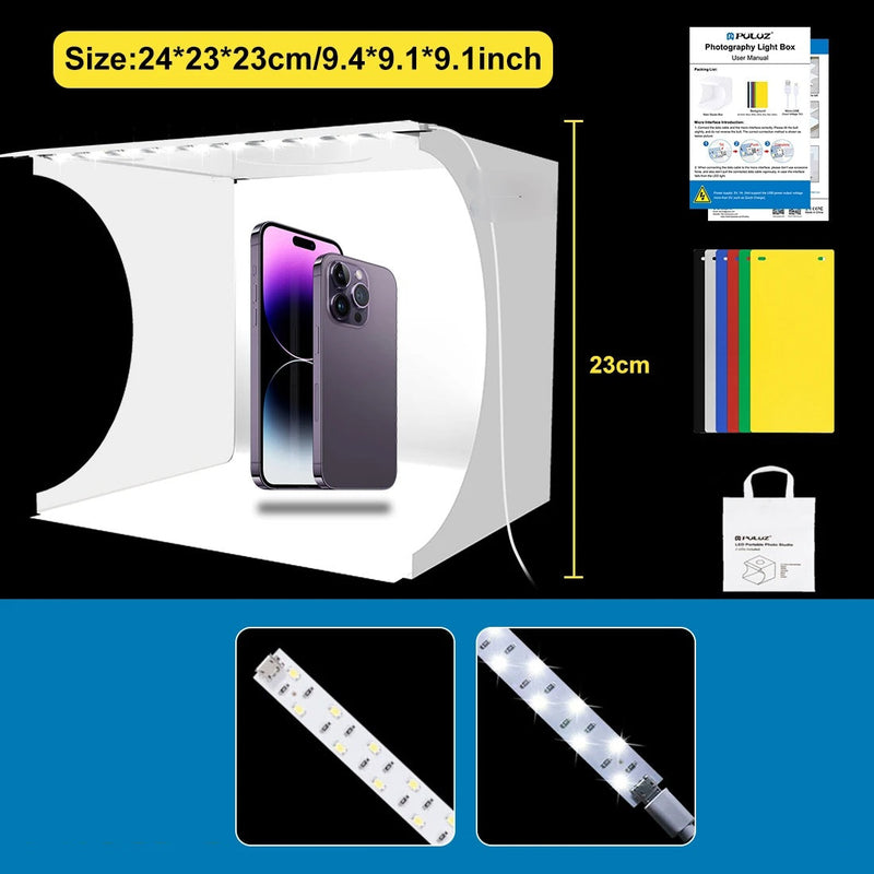 Mini Photo Studio Lightbox – Portable Folding Photography Kit w/ 6 Backdrops