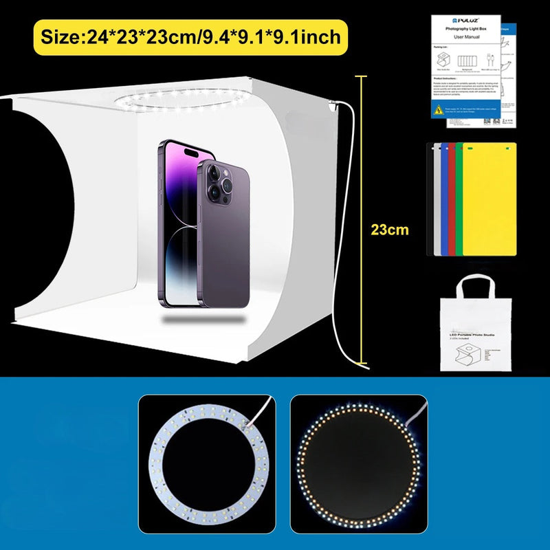 Mini Photo Studio Lightbox – Portable Folding Photography Kit w/ 6 Backdrops