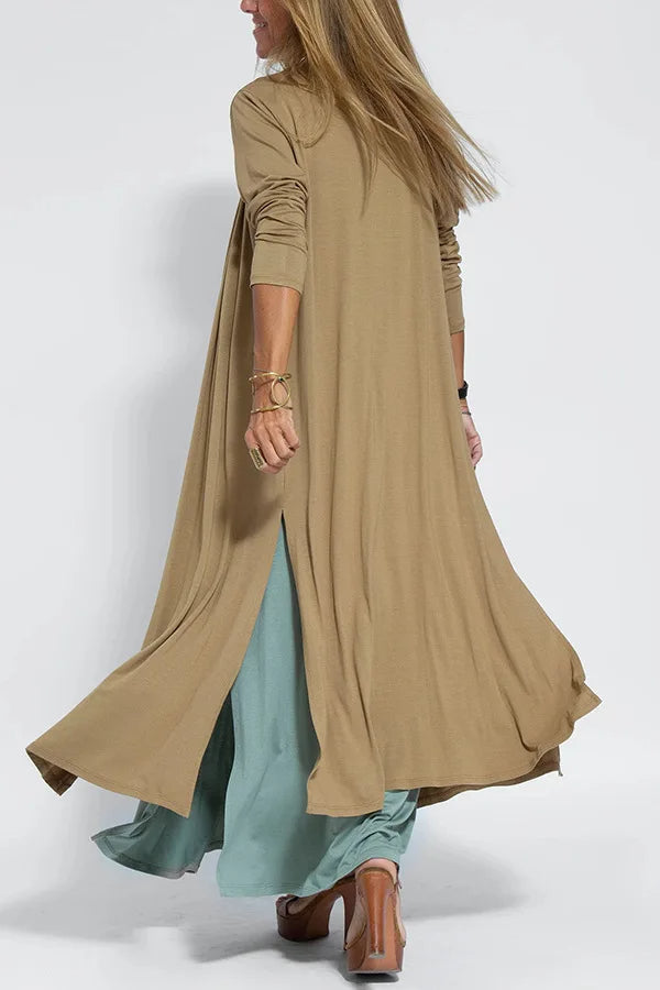 Chic V-Neck Dress & Cardigan Set – Sleeveless Long Vest Dress with Fall-Ready Casual Layered Elegance