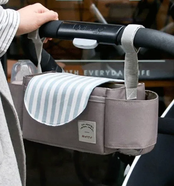 Stroller Bag Organizer – Universal Baby Accessories Trolley Bag with Cup Holder for Newborn Travel Convenience