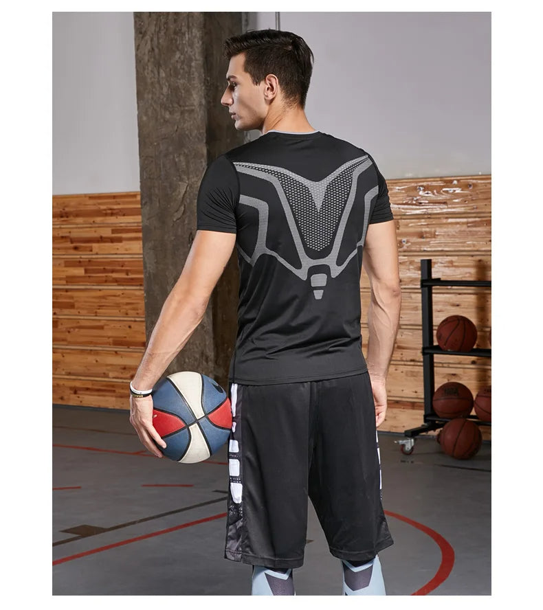 Men’s Fitness Compression Tracksuit Set – Sportswear with Leggings, Sweatpants & Rash Guard for Intense Training & Gym Performance