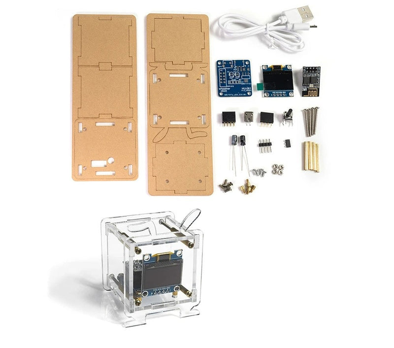 Mini Electronic Clock DIY Kit – 0.96" OLED Display with WiFi and Fun Soldering Assembly for Creative Tech Enthusiasts
