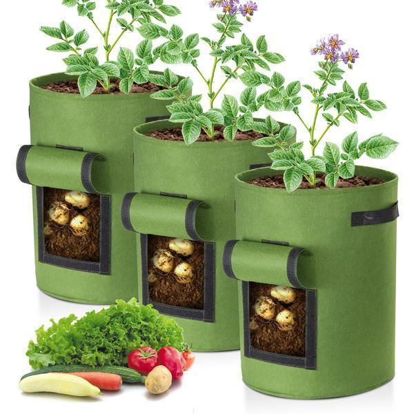 3 Pcs Breathable Vegetable Plant Grow Bags (Large)
