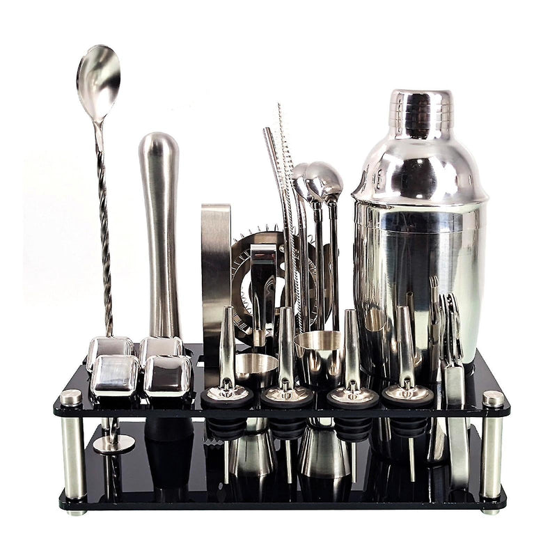 23PCS/SET BARKEEPER KIT Professional versatility stainless steel martini cocktail shaker with stand bar accessories