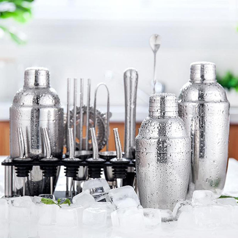 23PCS/SET BARKEEPER KIT Professional versatility stainless steel martini cocktail shaker with stand bar accessories