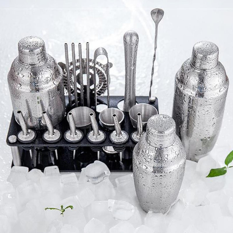 23PCS/SET BARKEEPER KIT Professional versatility stainless steel martini cocktail shaker with stand bar accessories