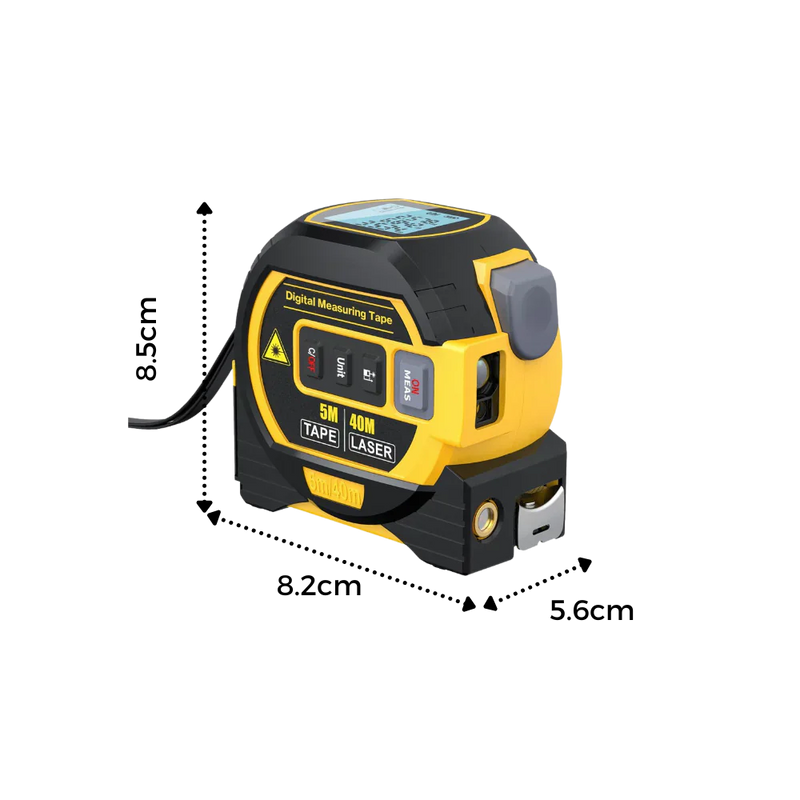 3-in-1 Laser Tape Measure - Distance, Area, & Volume Measurements