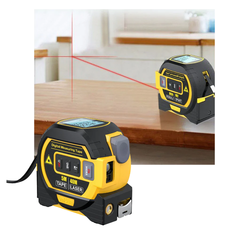 3-in-1 Laser Tape Measure - Distance, Area, & Volume Measurements