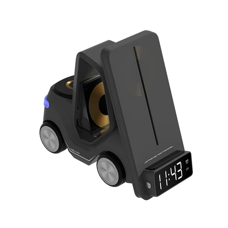 Car Shaped Wireless Charging Dock & LED Alarm Clock – 3-in-1 Fast Charge for iPhone, Apple Watch & Air Pods