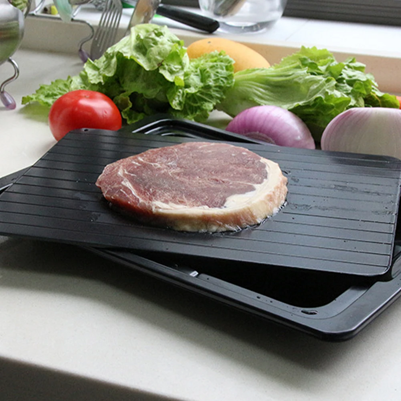 Aluminum Defrosting Tray – Quick Thawing Plate with Drip Pan for Frozen Meat and Food in Large Size