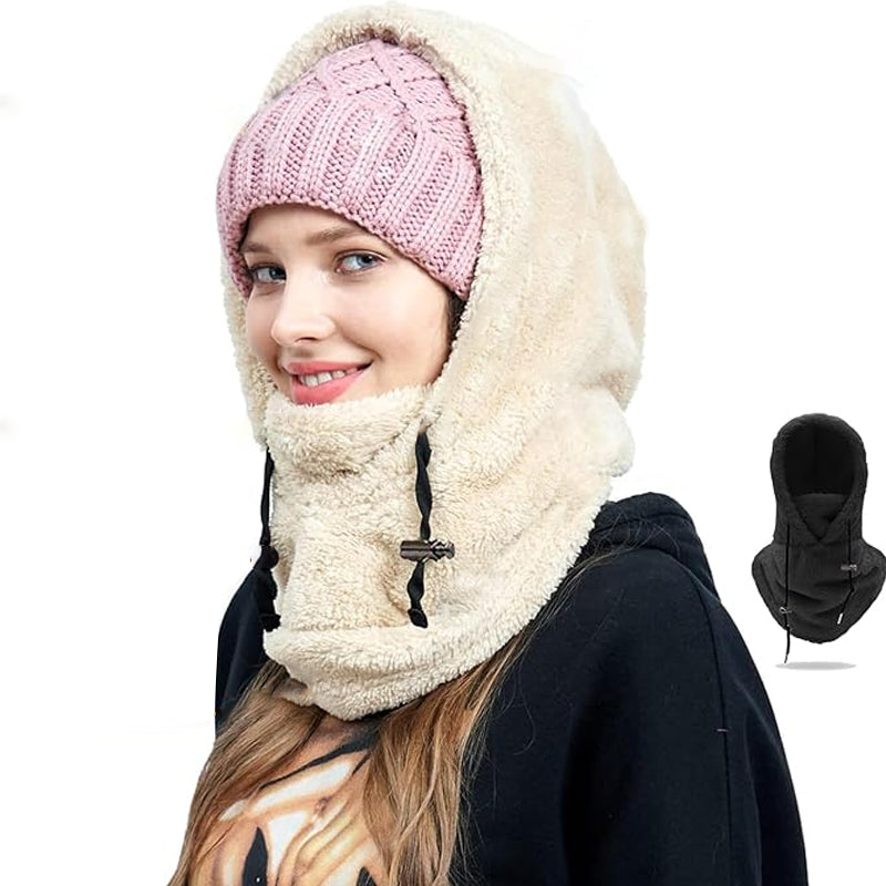With hood in Sherpa