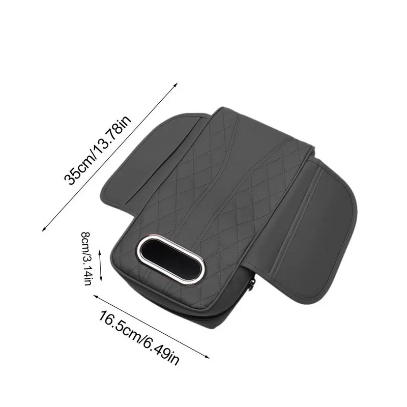 Car Armrest Cushion with Tissue Box – Memory Foam Support with Tissue Box & Storage Pockets