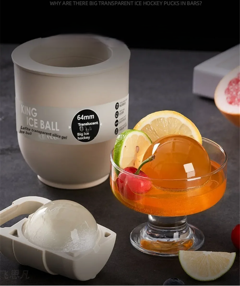 Large Whiskey Ice Ball Mold – Crystal Clear, Bubble-Free Ice Spheres Made Easy with Food-Grade Silicone for Smooth Chilling