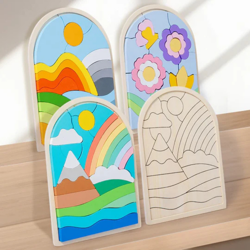 Woody Puzzle blocks | Rainbow cubes magic for children