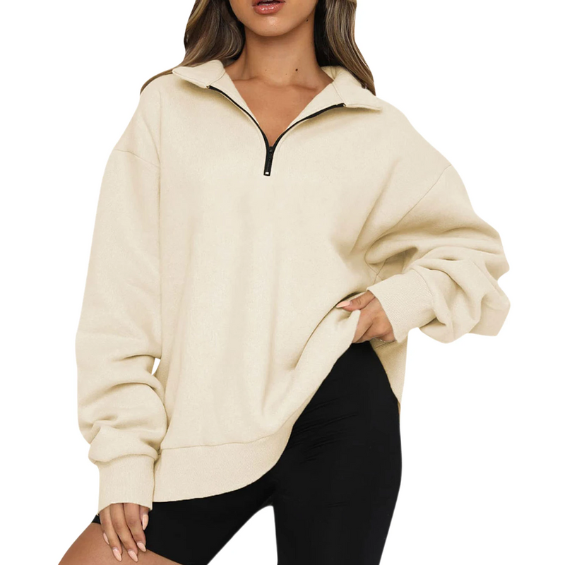 Oversized Women Pullover Sweatshirt – Warm Y2K Hoodie with Turn-Down Collar for Cozy Streetwear Glam