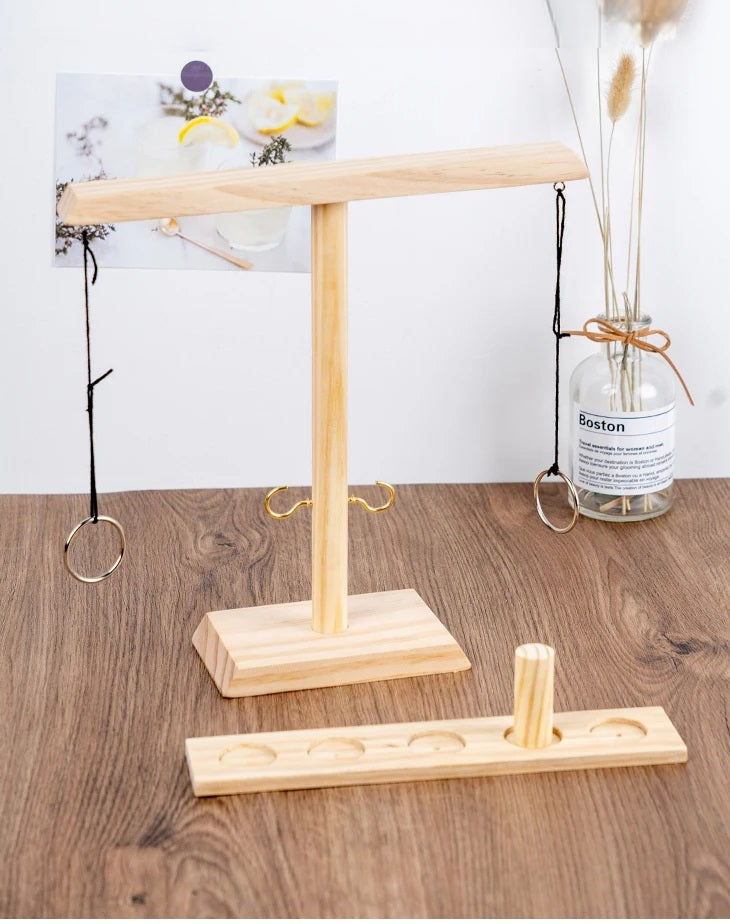 Wooden Ring Toss Game – Adjustable Tabletop Set for Competitive Outdoor Play