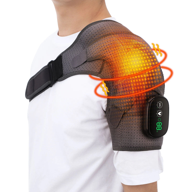 Electric Brace  Hot/Cold Therapy Gray Shoulder Heating Support Stand Strap,