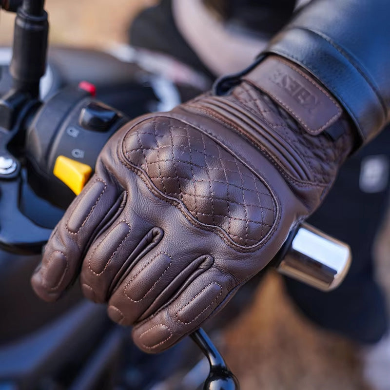 Waterproof Real Leather Motorcycle Gloves - Touchscreen & Protective