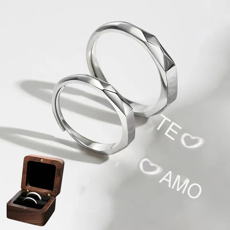 Sterling Silver S925 Silver Luminous Ring – Reflective Carved Love Surprise Jewelry with Hidden Pattern for Weddings & Gifts