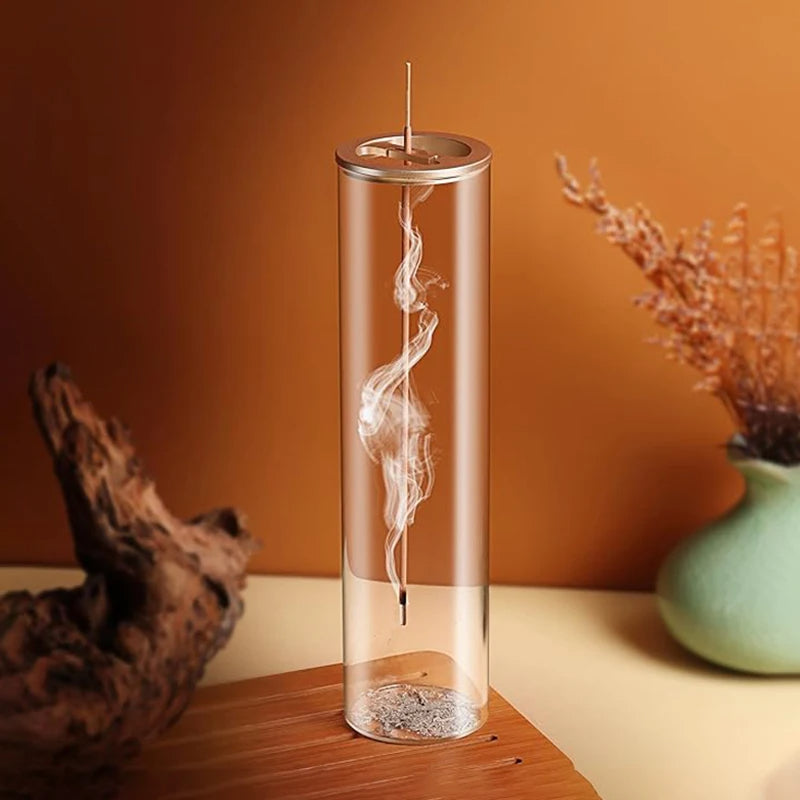 Modern Glass Incense Burner with Catcher - Elegant Anti-Ash Design for Home Yoga Decor