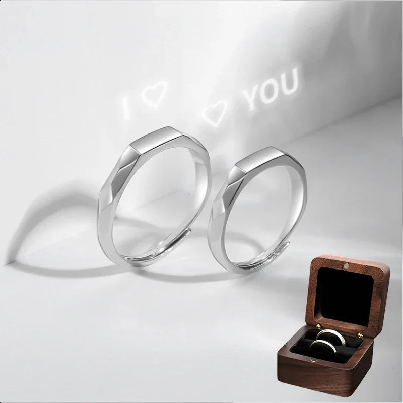 Sterling Silver S925 Silver Luminous Ring – Reflective Carved Love Surprise Jewelry with Hidden Pattern for Weddings & Gifts