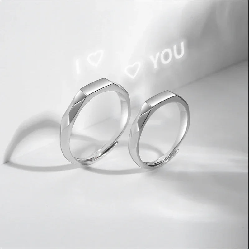 Sterling Silver S925 Silver Luminous Ring – Reflective Carved Love Surprise Jewelry with Hidden Pattern for Weddings & Gifts