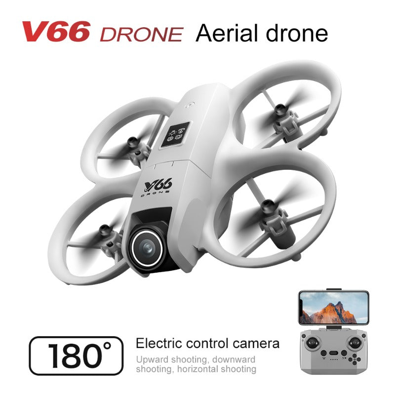 V66 Drone - High-Definition Dual Camera, LED Lights, Safety Design, Flow Tracking, Smart Obstacle Avoidance, Headless Mode, One-Click Return, WiFi Pathway Flight, 2.4GHz Interference-Free Technology, Four-Channel Hexagon Gyroscope, Real-Time Image Transmi