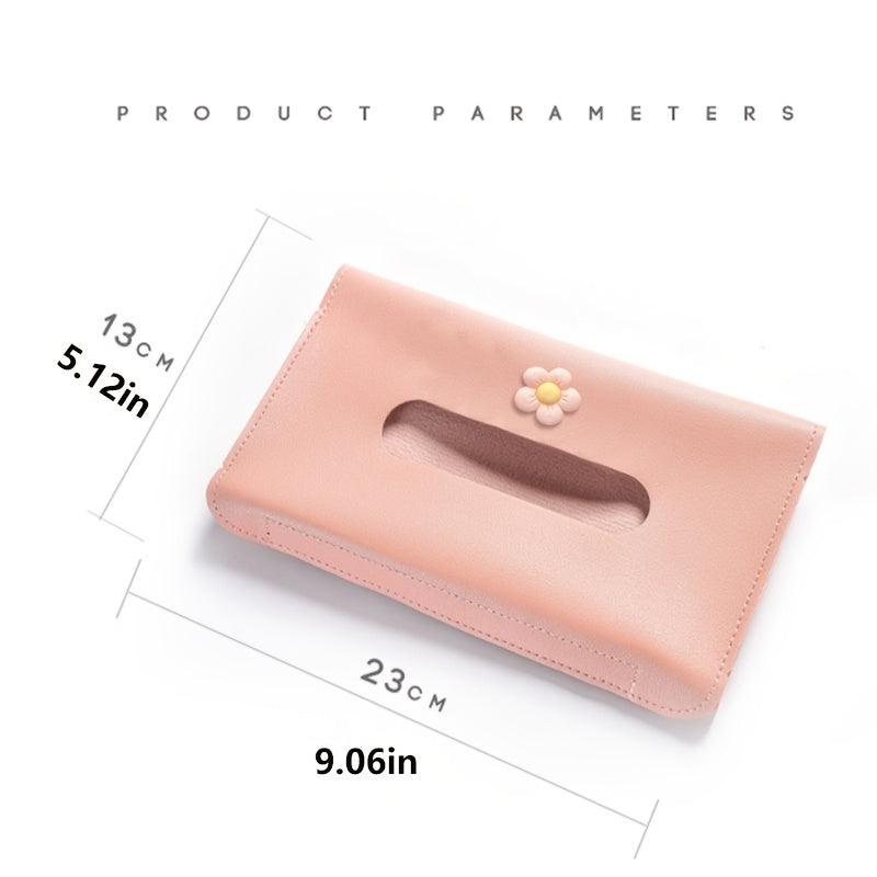 1pc Car Sun Visor Tissue Box, Car Hanging Tissue Box, PU Leather Napkin Case Holder Car Accessories For Women Ladies