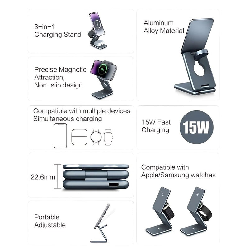 3 in 1 Foldable Charger for Apple