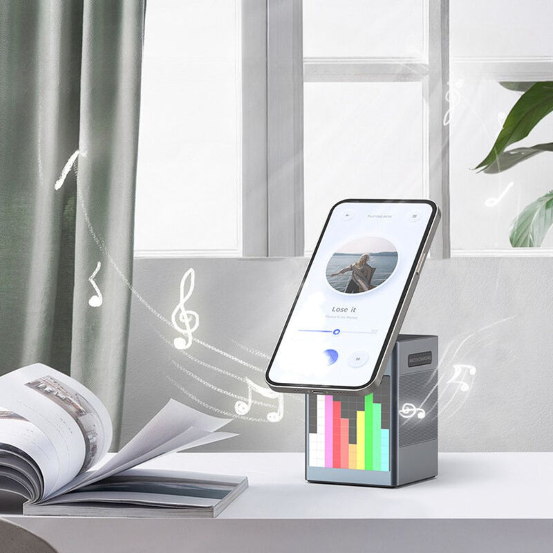 3 in 1 Magnetic Charger with Alarm Clock & Bluetooth Speaker for Apple
