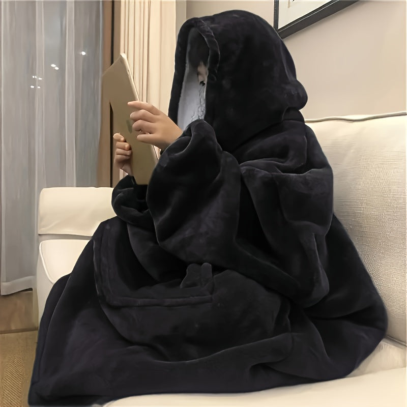 Wearable Double-Sided Hoodie Blanket – Ultra-Soft Reversible Pajama Sweatshirt for Snuggly Winter Comfort, Lounging, and Cozy All-Day Warmth