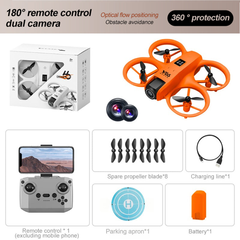 V66 Drone - High-Definition Dual Camera, LED Lights, Safety Design, Flow Tracking, Smart Obstacle Avoidance, Headless Mode, One-Click Return, WiFi Pathway Flight, 2.4GHz Interference-Free Technology, Four-Channel Hexagon Gyroscope, Real-Time Image Transmi
