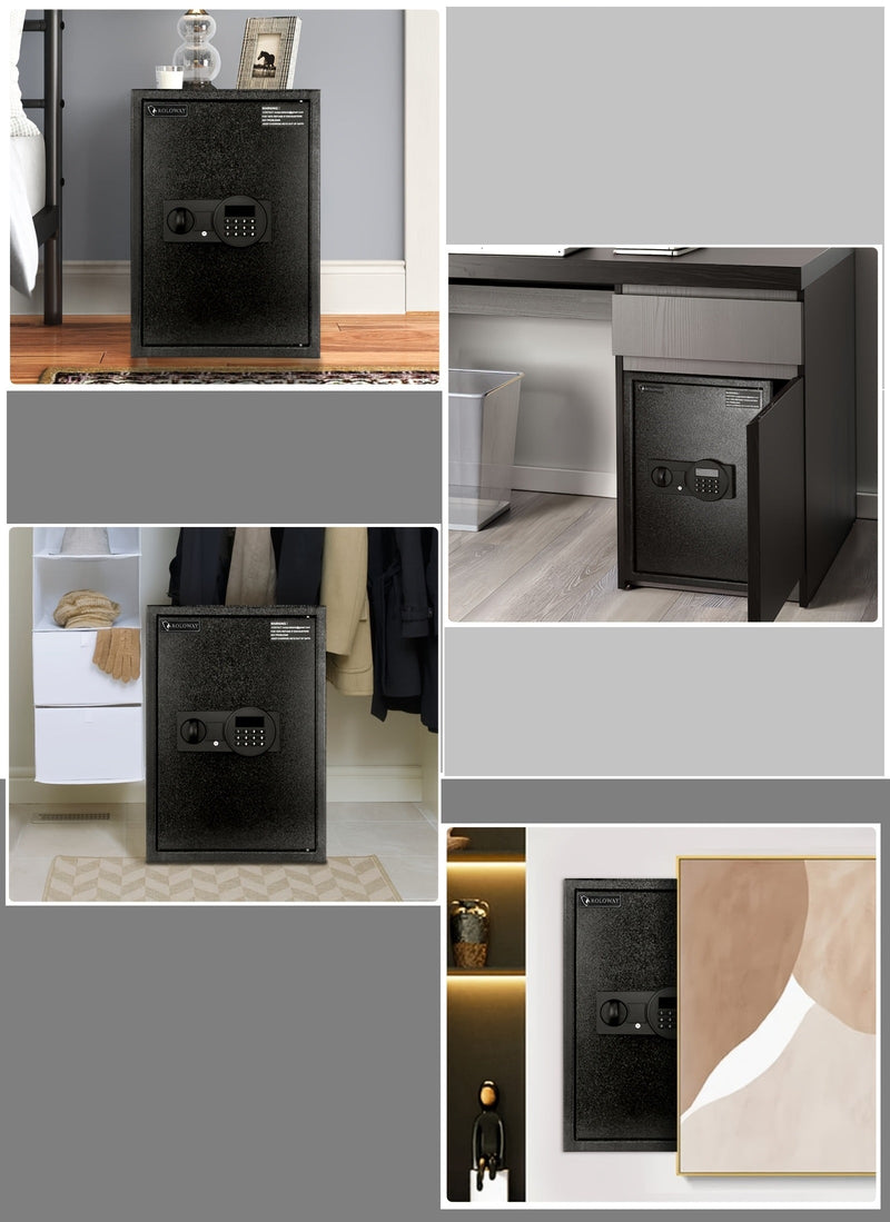 Large Digital Fireproof Safe – Steel Security Box with 2 Fire & Water Bags, Wall Mount, Ideal for Office & Home Valuables