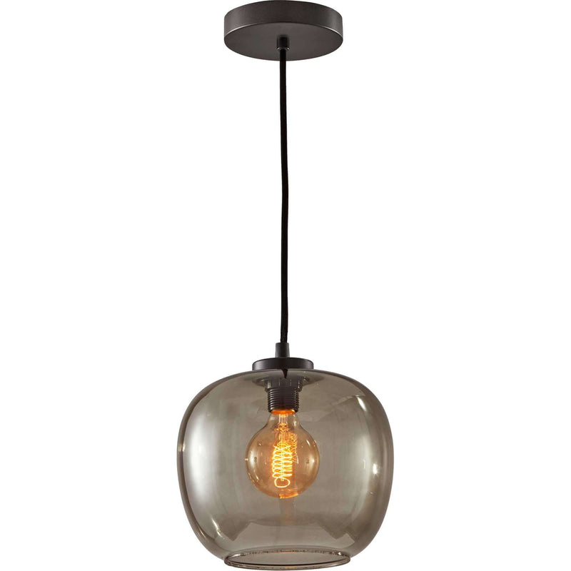 Clear Glass Globe Shade with Vintage Edison Bulb and Matte Black Metal Ceiling Pendant Lamp - Alforyo