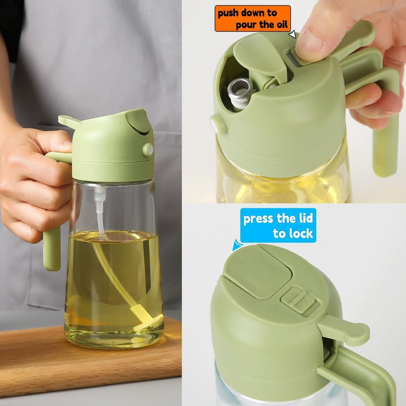2-in-1 Oil Dispenser Bottle | Oil Sprayer and Dispenser | Healthy Cooking