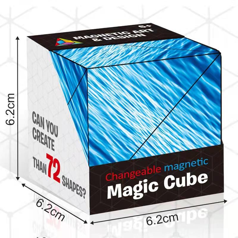 Changeable Magnetic Magic Cube, Anti Stress 3D Office Hand Flip Puzzle Stress Reliever Autism Collection Toys for Kid