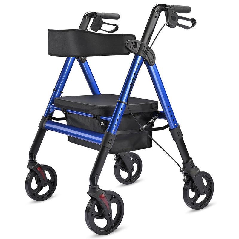 Rollator Aluminum Walker with Seat Back Support 450lbs 8" Casters