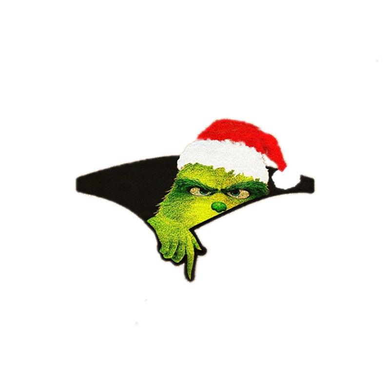 3D Green Haired Monster Christmas Car Cracked Car Decal Sticker Waterproof Easy Install PVC Vinyl Home Decoration