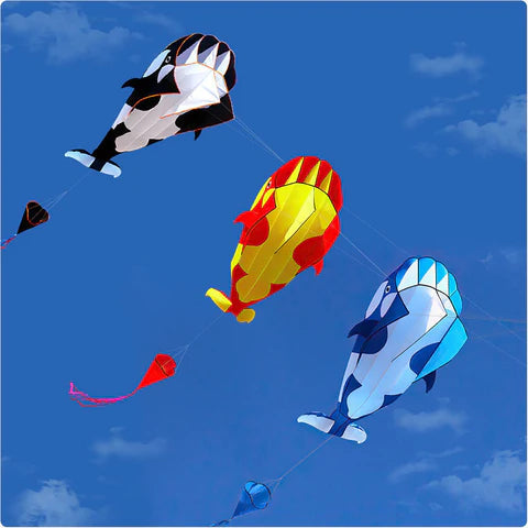 3D KITE HUGE FRAMELESS SOFT PARAFOIL WHALE KITE