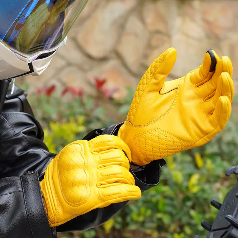 Waterproof Real Leather Motorcycle Gloves - Touchscreen & Protective