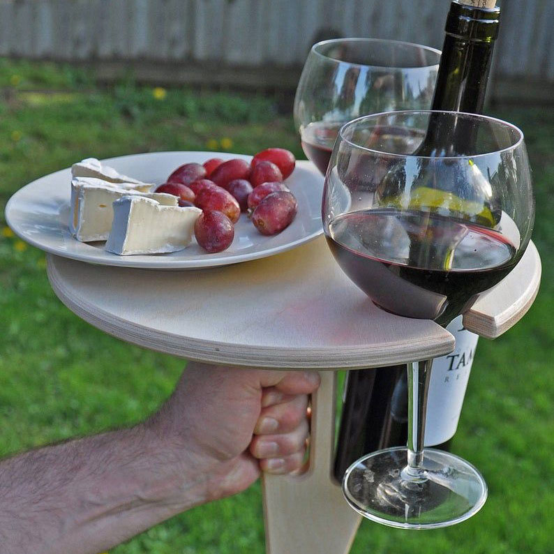 Wineable™ | Portable Outdoor Wine Glass & Plate Holder