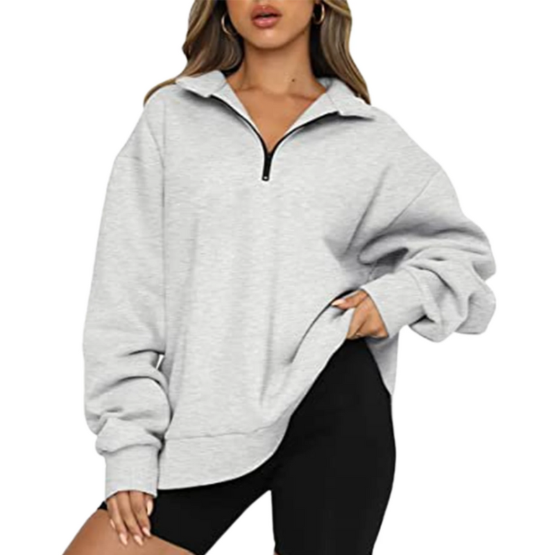 Oversized Women Pullover Sweatshirt – Warm Y2K Hoodie with Turn-Down Collar for Cozy Streetwear Glam