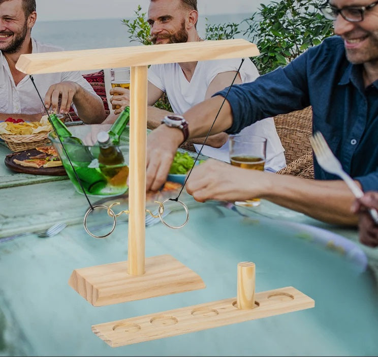 Wooden Ring Toss Game – Adjustable Tabletop Set for Competitive Outdoor Play