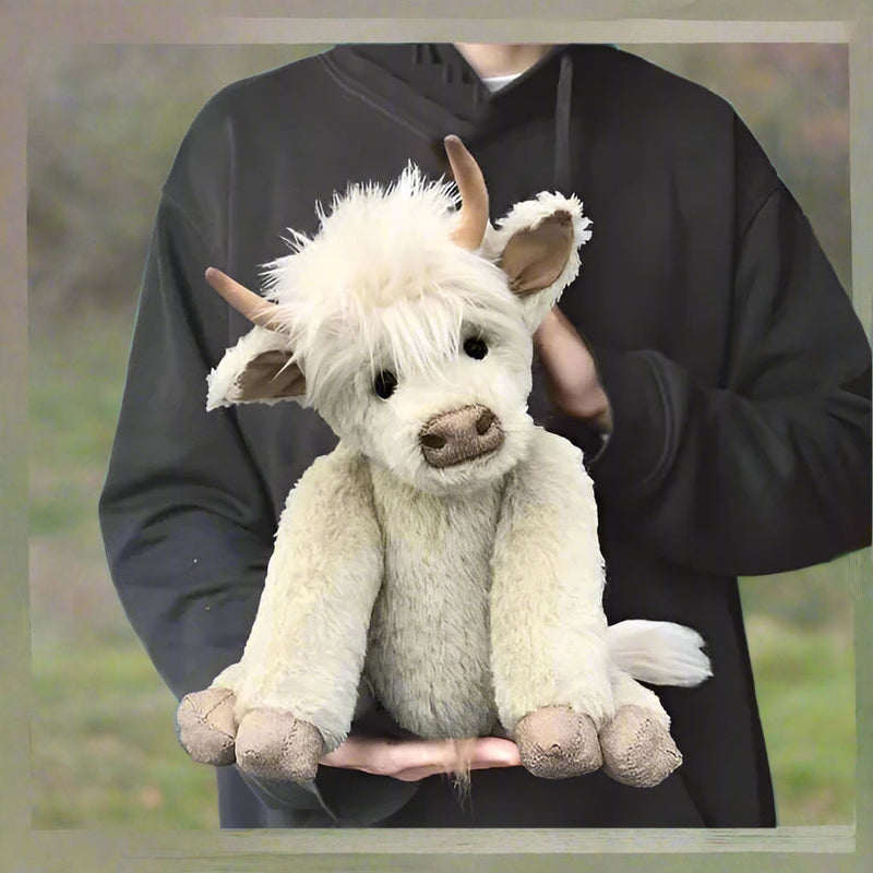 White Highland Cow Stuffed Animal – Perfect Highland Coo Toy Gift for Cow Lovers
