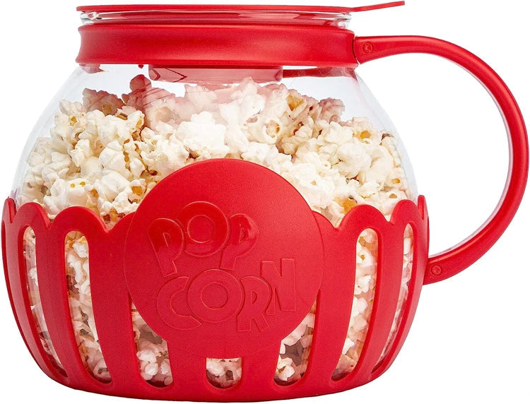 Microwave Glass Popcorn Popper with Silicone Lid – Safe Heat-Resistant Popcorn Maker for Quick, Healthy Snacking at Home