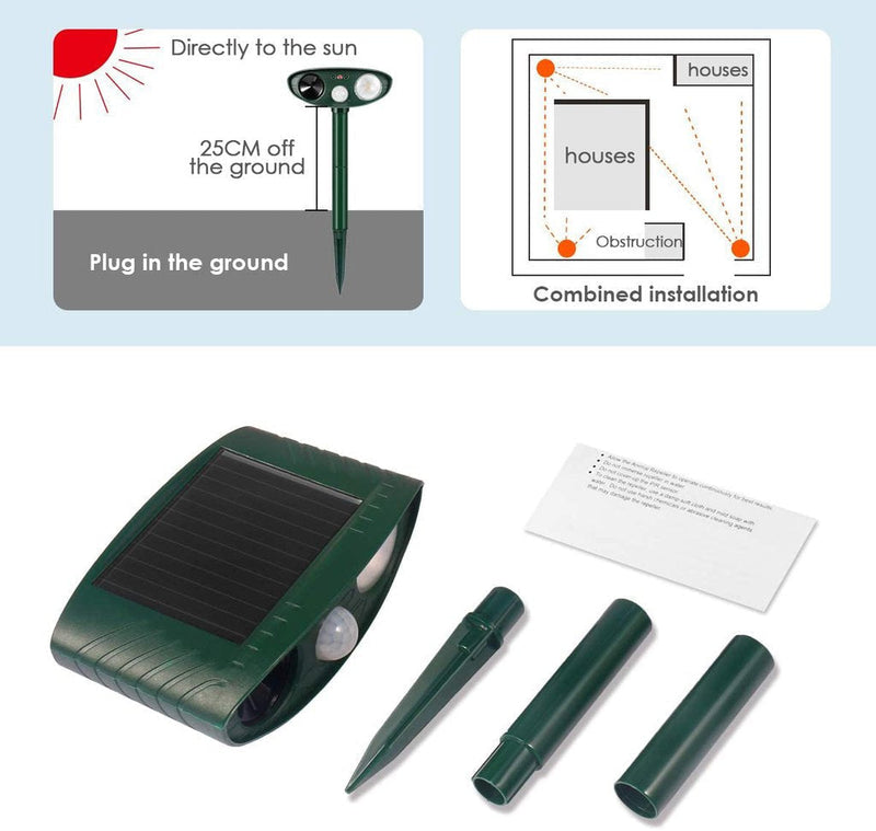 Ultrasonic Chipmunk Repeller - Solar Powered - Get Rid of Squirrel and Chipmunks