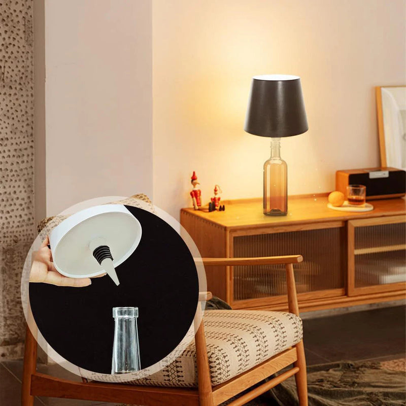 Wireless LED Wine Bottle Table Lamp – Rechargeable Vase-Style Light with Touch Switch for Bars, Dining Rooms, Desks & Soft Ambience