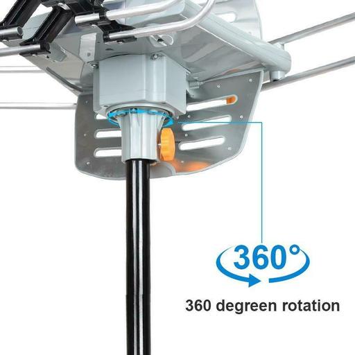 250 Miles HD TV Digital Antenna 360° Rotating, Outdoor Amplified HDTV Antenna, Motorized Rotation