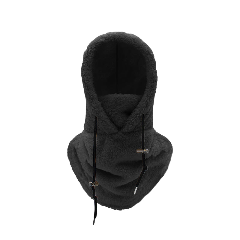 With hood in Sherpa