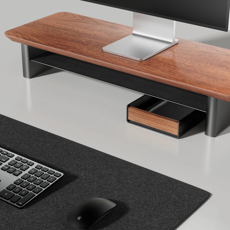 Textured Walnut Organizer Box - Multi-Functional and High-Capacity Wooden Storage for Modern Desktops